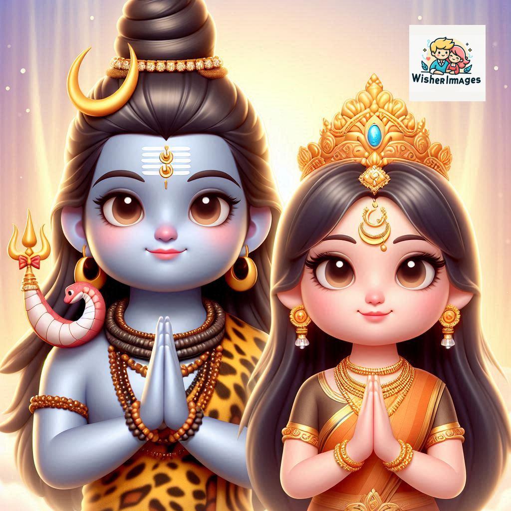 Cute Chibi Lord Shiva and Parvati Devi | Divine Love Art | Happy Sawan Illustration 3 Blessings of Mahadev and Parvati Happy Sawan Artistic Illustratio 2 Good Morning image Free Download