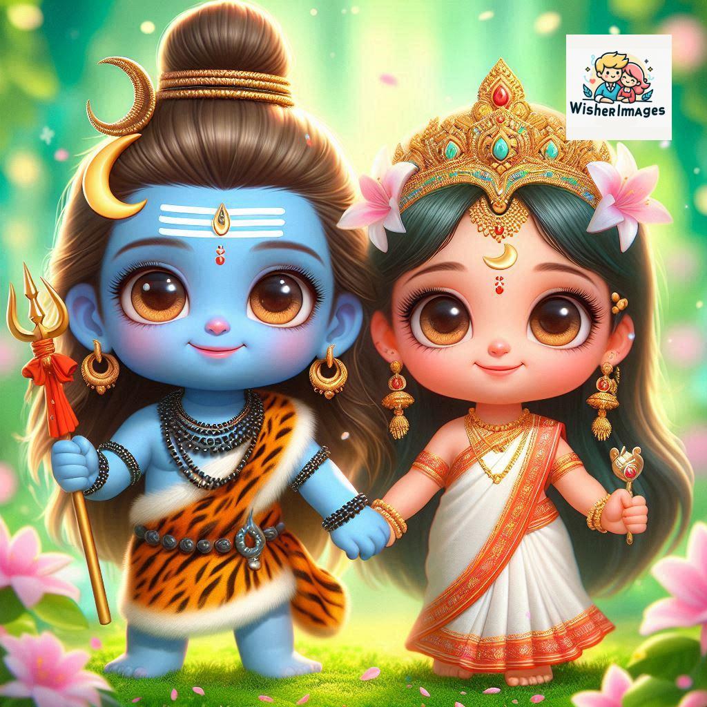 Cute Chibi Lord Shiva and Parvati Devi | Divine Love Art | Happy Sawan Illustration 24 Blessings of Mahadev and Parvati Happy Sawan Artistic Illustratio 23 Good Morning image Free Download