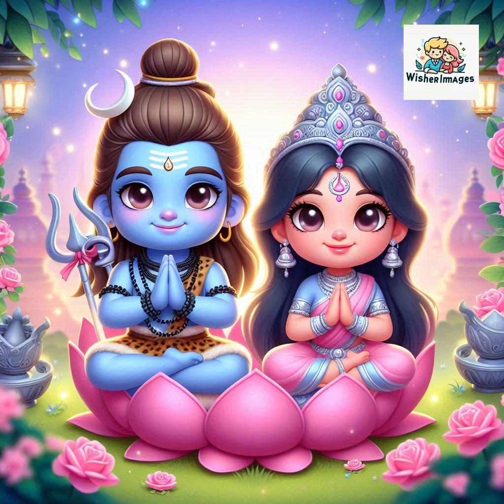 Cute Chibi Lord Shiva and Parvati Devi | Divine Love Art | Happy Sawan Illustration 26 Blessings of Mahadev and Parvati Happy Sawan Artistic Illustratio 25 Good Morning image Free Download