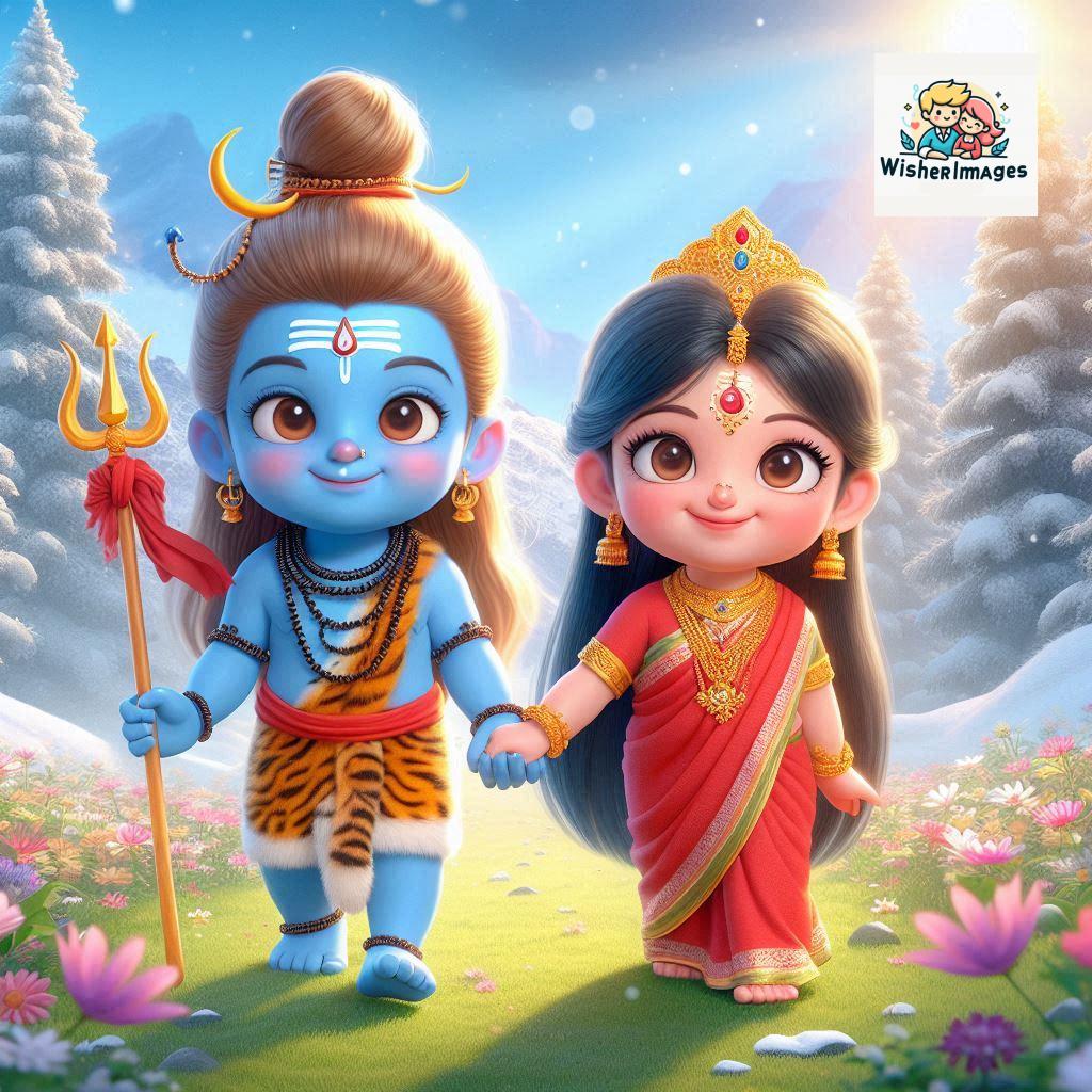Cute Chibi Lord Shiva and Parvati Devi | Divine Love Art | Happy Sawan Illustration 28 Blessings of Mahadev and Parvati Happy Sawan Artistic Illustratio 27 Good Morning image Free Download