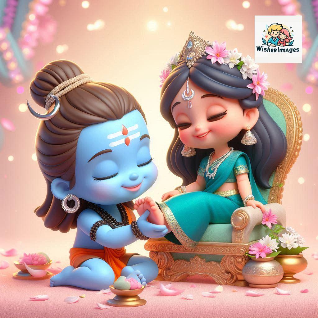 Cute Chibi Lord Shiva and Parvati Devi | Divine Love Art | Happy Sawan Illustration 30 Blessings of Mahadev and Parvati Happy Sawan Artistic Illustratio 29 Good Morning image Free Download