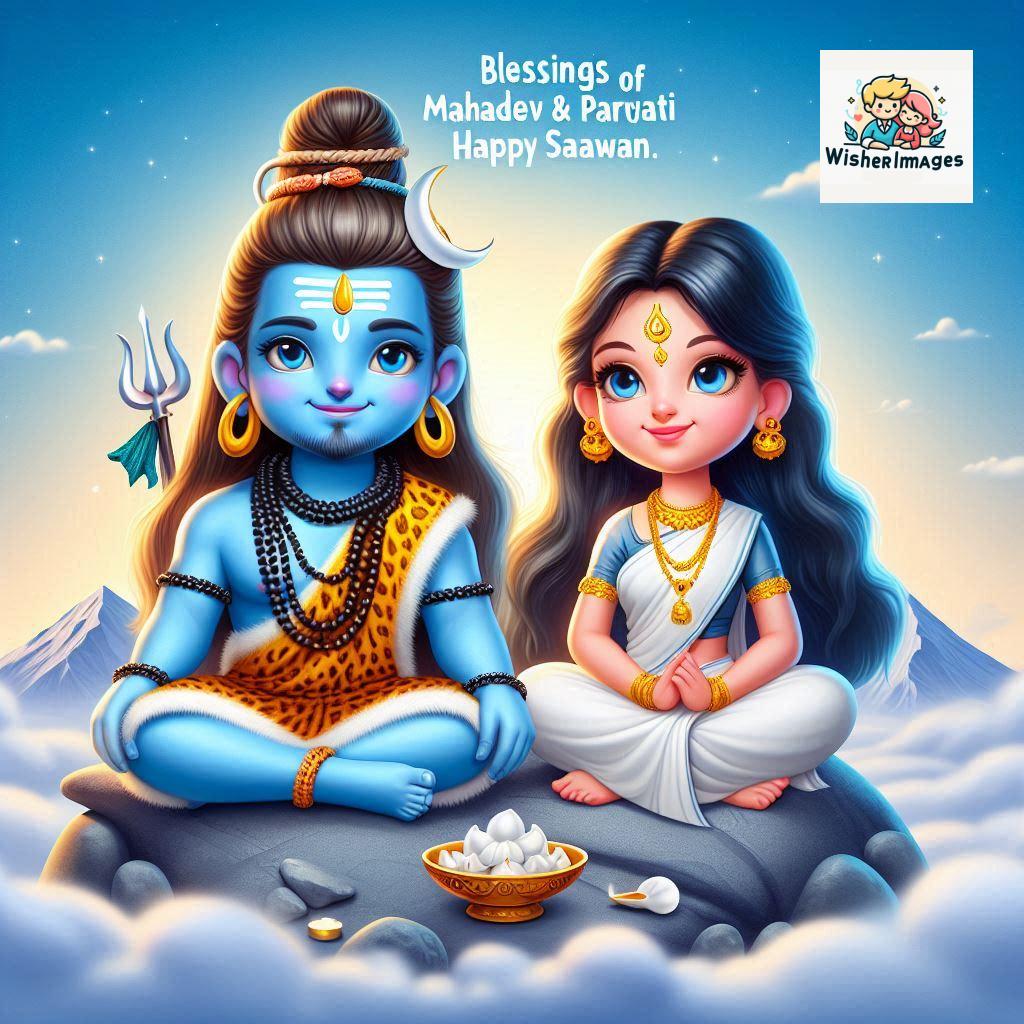 Cute Chibi Lord Shiva and Parvati Devi | Divine Love Art | Happy Sawan Illustration 35 Blessings of Mahadev and Parvati Happy Sawan Artistic Illustratio 34 Good Morning image Free Download