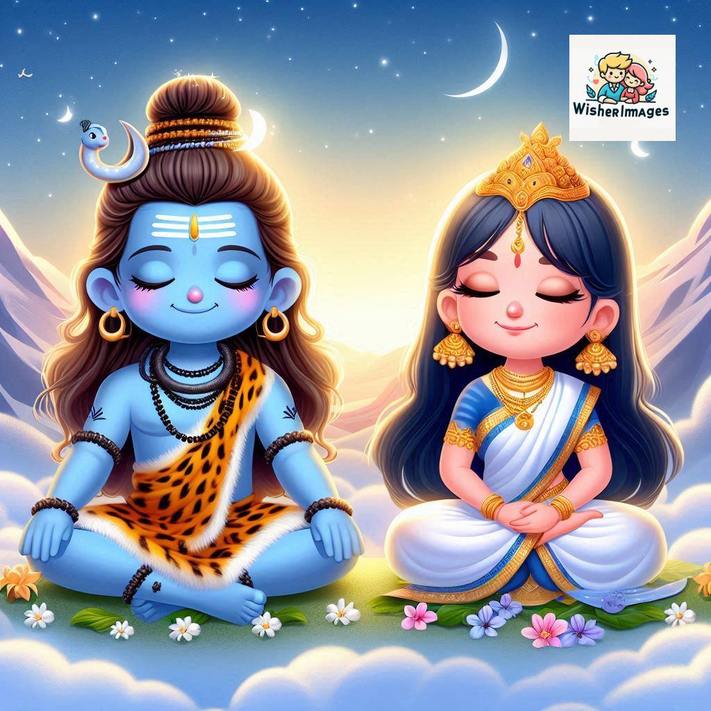 Cute Chibi Lord Shiva and Parvati Devi | Divine Love Art | Happy Sawan Illustration 44 Blessings of Mahadev and Parvati Happy Sawan Artistic Illustratio 43 Good Morning image Free Download