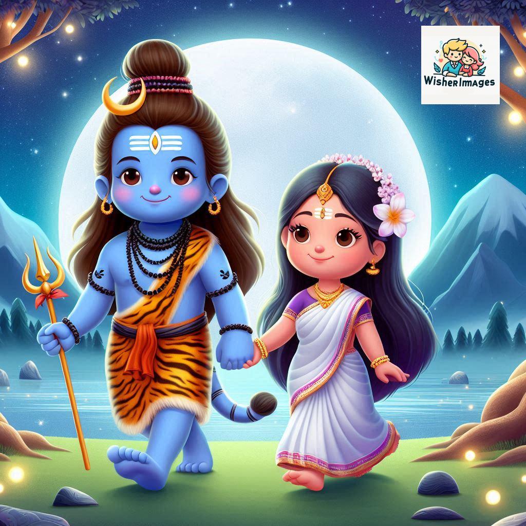 Cute Chibi Lord Shiva and Parvati Devi | Divine Love Art | Happy Sawan Illustration 6 Blessings of Mahadev and Parvati Happy Sawan Artistic Illustratio 5 Good Morning image Free Download