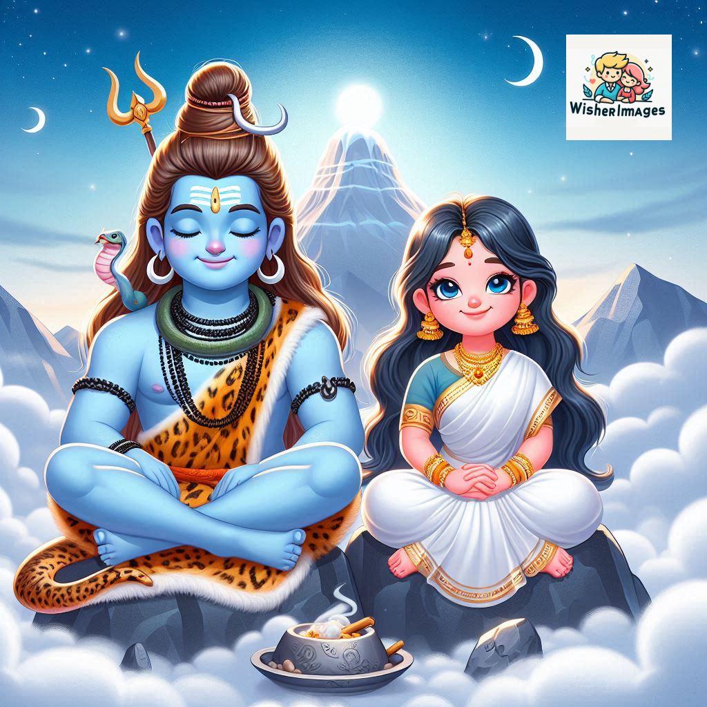 Cute Chibi Lord Shiva and Parvati Devi | Divine Love Art | Happy Sawan Illustration 53 Blessings of Mahadev and Parvati Happy Sawan Artistic Illustratio 52 Good Morning image Free Download