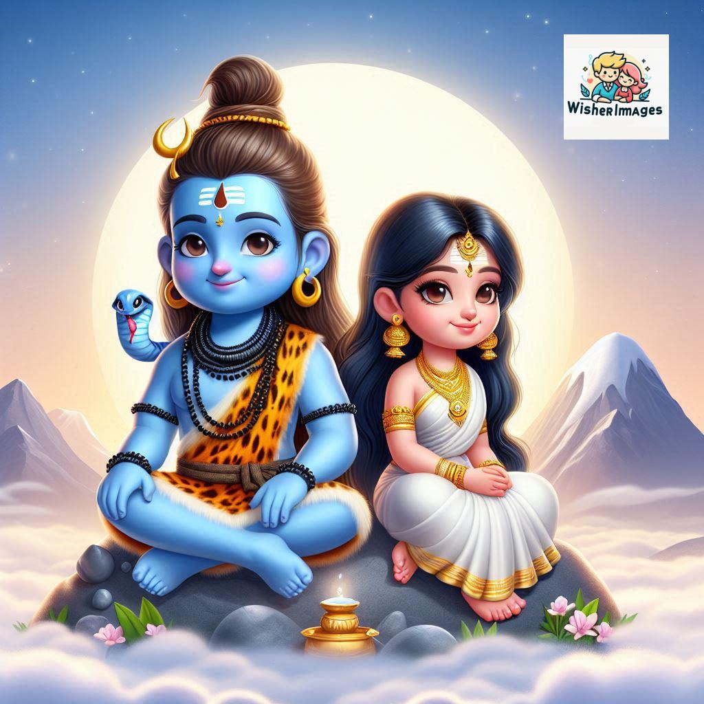 Cute Chibi Lord Shiva and Parvati Devi | Divine Love Art | Happy Sawan Illustration 7 Blessings of Mahadev and Parvati Happy Sawan Artistic Illustratio 6 Good Morning image Free Download