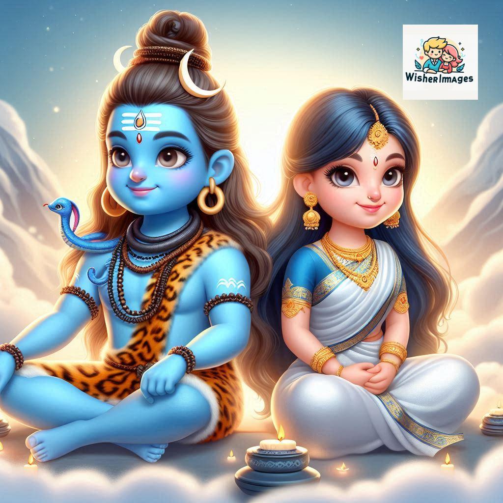 Cute Chibi Lord Shiva and Parvati Devi | Divine Love Art | Happy Sawan Illustration 69 Blessings of Mahadev and Parvati Happy Sawan Artistic Illustratio 68 Good Morning image Free Download
