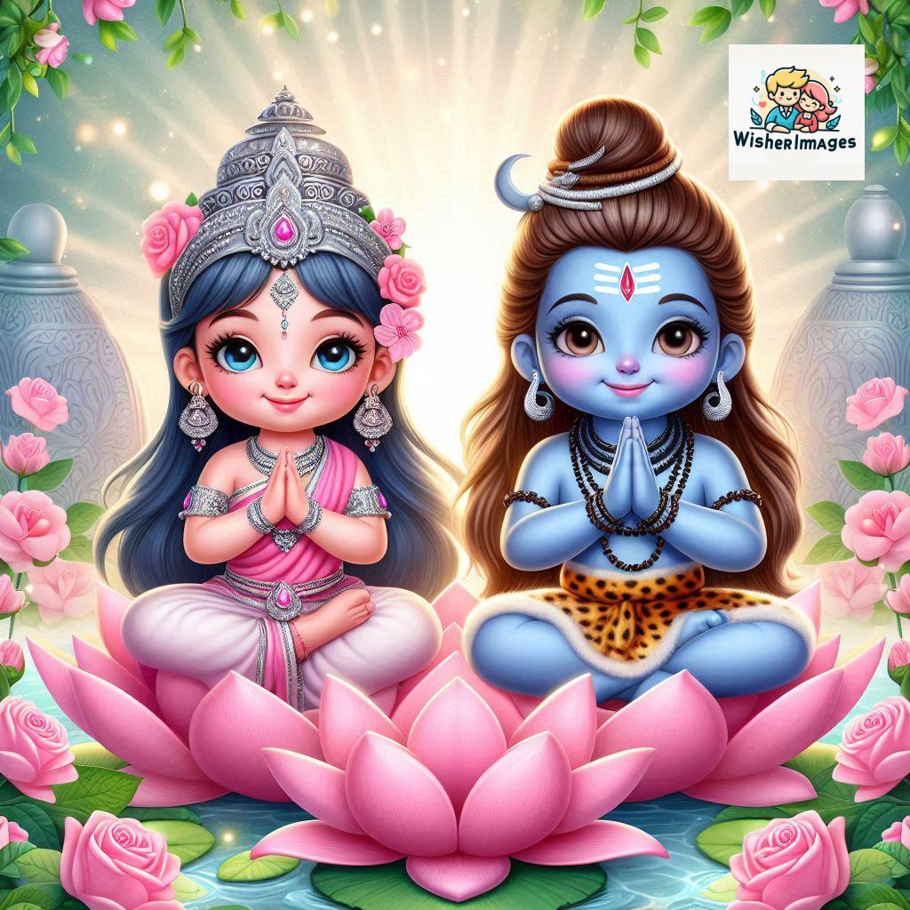 Cute Chibi Lord Shiva and Parvati Devi | Divine Love Art | Happy Sawan Illustration 84 Blessings of Mahadev and Parvati Happy Sawan Artistic Illustratio 83 Good Morning image Free Download