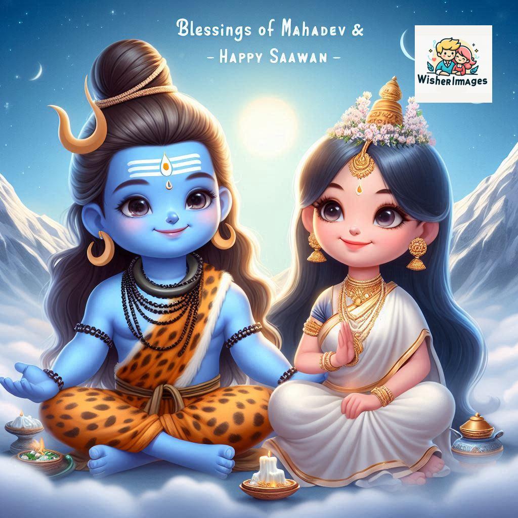 Cute Chibi Lord Shiva and Parvati Devi | Divine Love Art | Happy Sawan Illustration 10 Blessings of Mahadev and Parvati Happy Sawan Artistic Illustratio 9 Good Morning image Free Download
