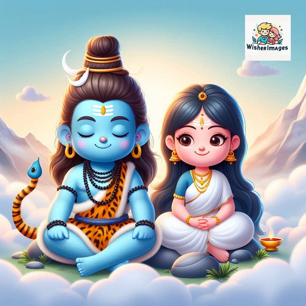 Cute Chibi Lord Shiva and Parvati Devi | Divine Love Art | Happy Sawan Illustration 92 Blessings of Mahadev and Parvati Happy Sawan Artistic Illustratio 91 Good Morning image Free Download