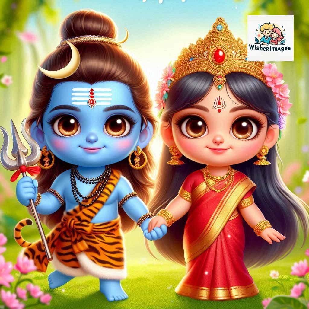 Cute Chibi Lord Shiva and Parvati Devi | Divine Love Art | Happy Sawan Illustration 93 Blessings of Mahadev and Parvati Happy Sawan Artistic Illustratio 92 Good Morning image Free Download