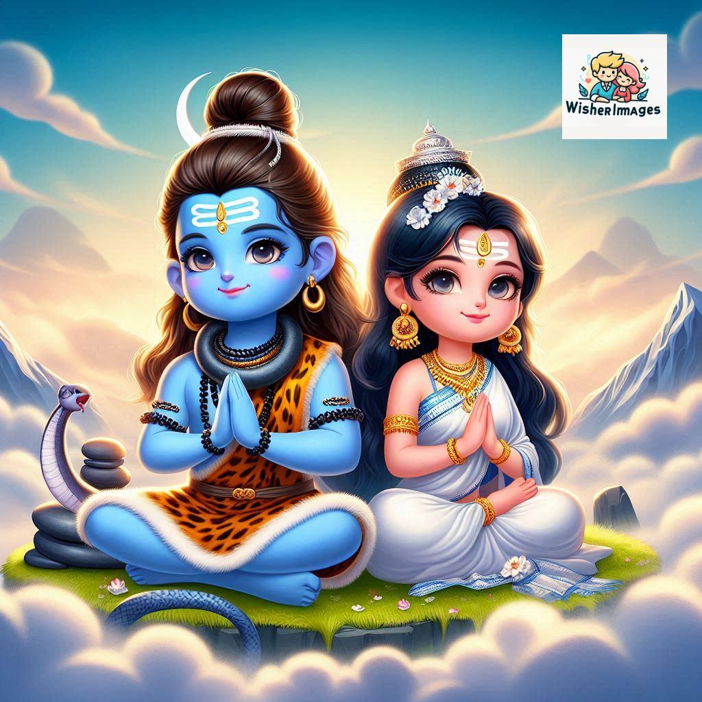 Cute Chibi Lord Shiva and Parvati Devi | Divine Love Art | Happy Sawan Illustration 95 Blessings of Mahadev and Parvati Happy Sawan Artistic Illustratio 94 Good Morning image Free Download