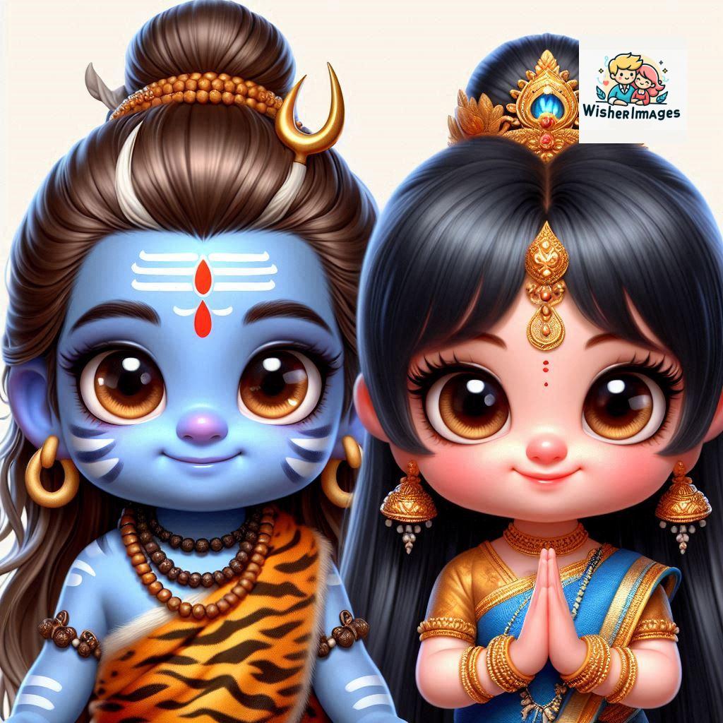 Cute Chibi Lord Shiva and Parvati Devi | Divine Love Art | Happy Sawan Illustration 98 Blessings of Mahadev and Parvati Happy Sawan Artistic Illustratio 97 Good Morning image Free Download